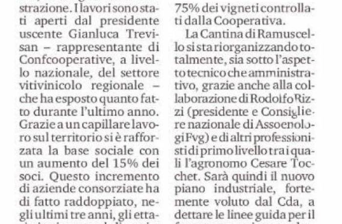 Cantina di Ramuscello terza realtà regionale: confermato Trevisan